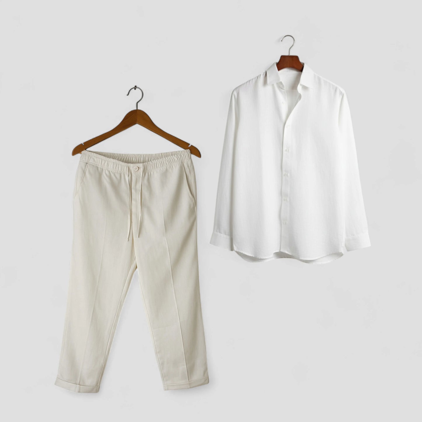 White Linen Shirt & White Linen Pant Set